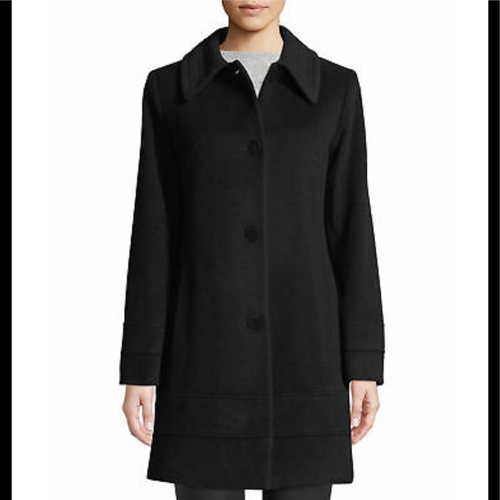 Fleurette Studio Wool/Cashmere Black Coat Size 10